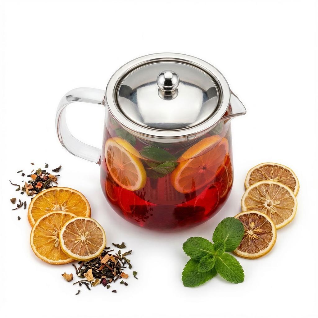 1.2 L Glass Jug With Steel Filter For Coffee, Tea, Herbs