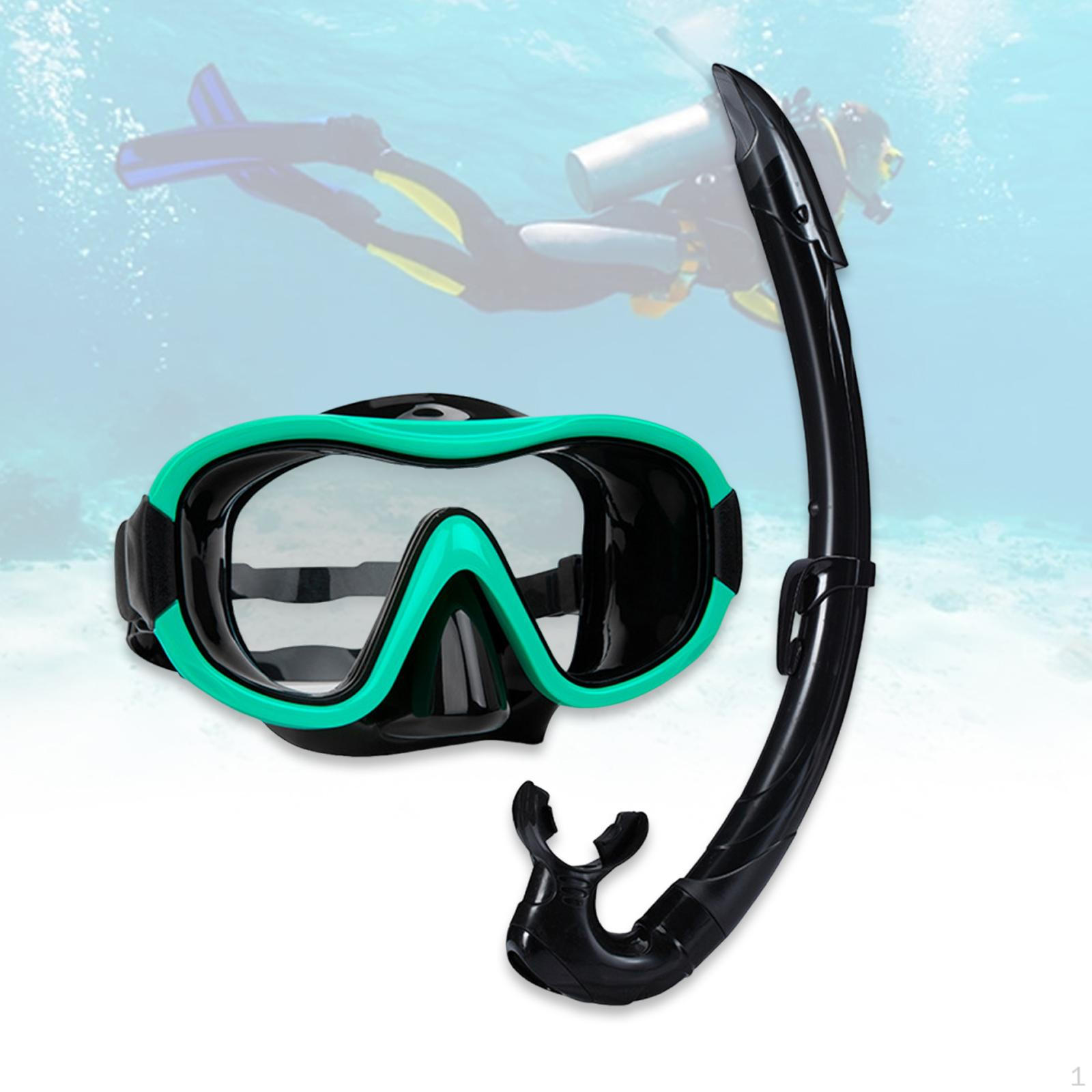 

Набор для сноркелинга, дыхательная маска, удобная маска для дайвинга с широким обзором, очки для плавания зелёный