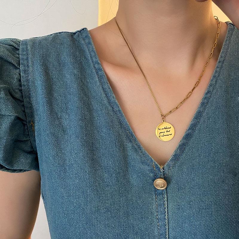 Light Luxury Titanium Steel Letter Necklace - Women's Cold Style Hip-Hop Chain