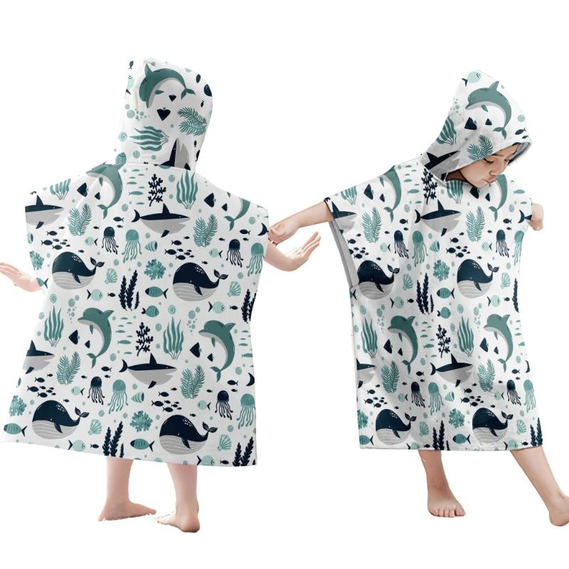 Foldable Children Beach Towel Hooded Wrap Cloth Comfortable Kids Cape Beach Bath Robe Comfortable Cloak Bath Towel