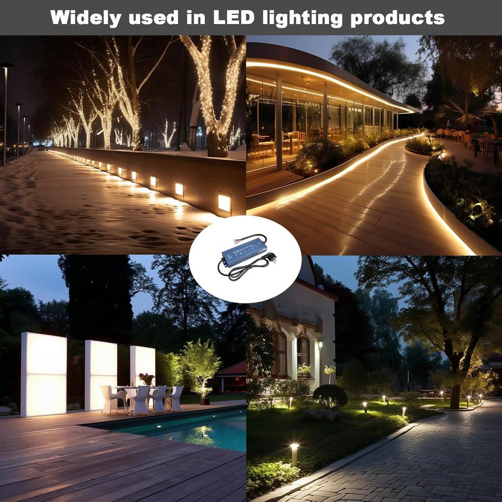 LED Driver 12V 300W Outdoor IP67 Waterproof Power Supply, Transformer Adapter AC100V-130V to DC12V 25A Output, with 3 Prong Plug for Indoor Outdoor