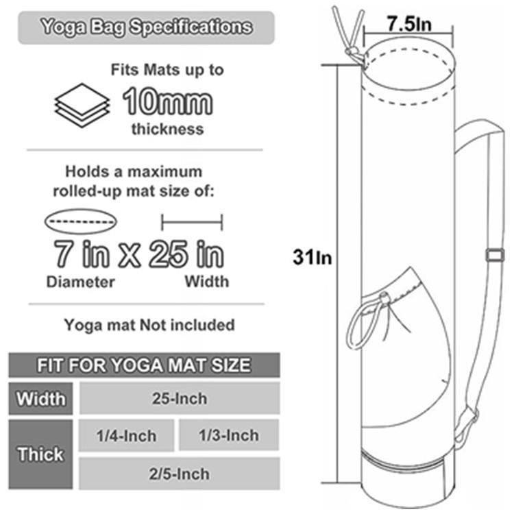 Yoga Mat Bag with Water Bottle Pocket and Wet Storage Compartment