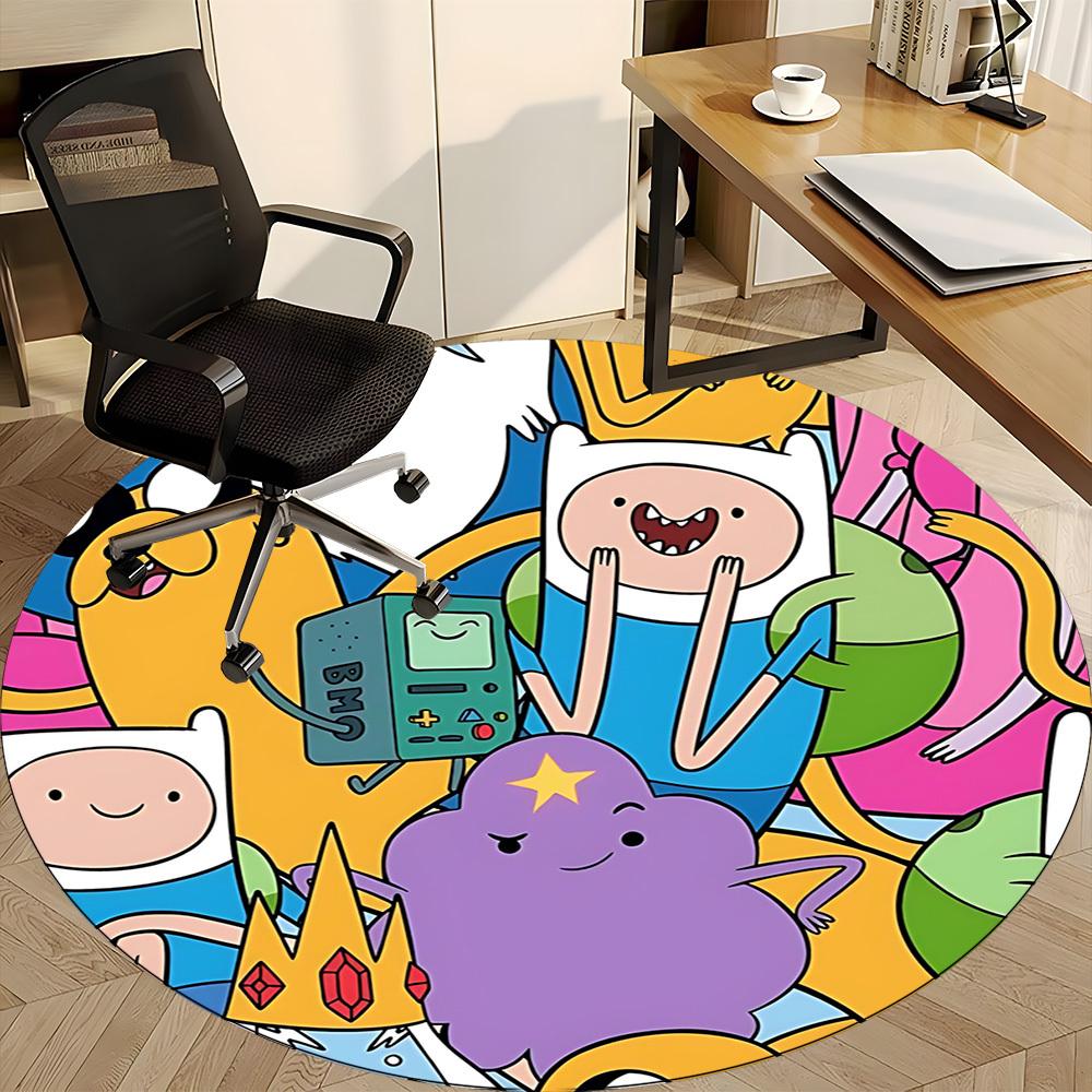 1pc Adventure Time Chair Carpet for Office Non-Slip, Soft & Comfortable, Carpet for Office, Gaming, Lightweight Round Floor Mat Yy251021009