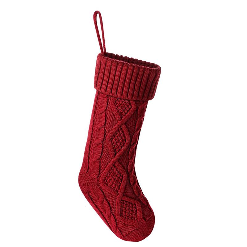 1 Piece Of Christmas Stockings 17 Inch Long Rope knitted Stockings Christmas Hanging Stockings Decorative Socks