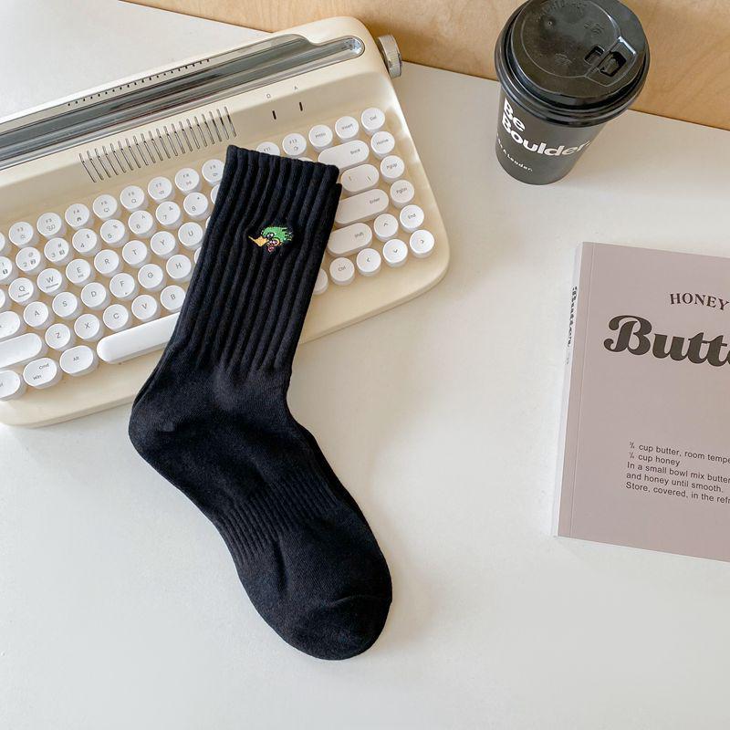 Women's Embroidered Mid-Tube Pile Socks for Autumn/Winter