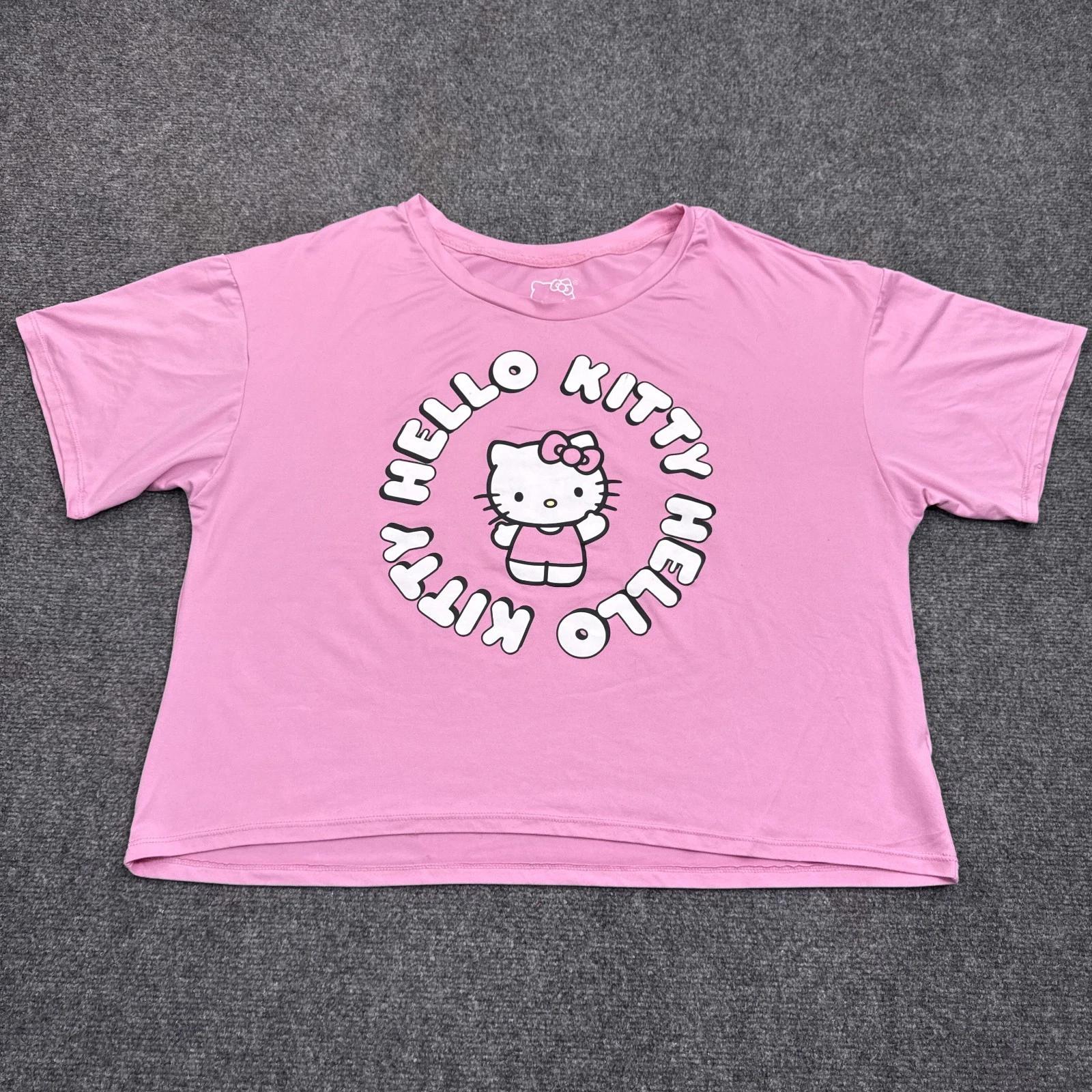 

Sanrio Hello Kitty Crop Top Womens Size Large Pink Big Logo Graphic Tee 4XL