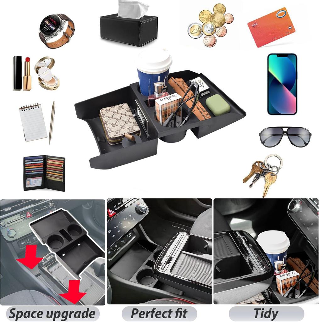 2PCS Center Console Organizer For 2025 Hyundai Tucson Limited Floor Lower Center Console Armrest Storage Box Tray Accessories