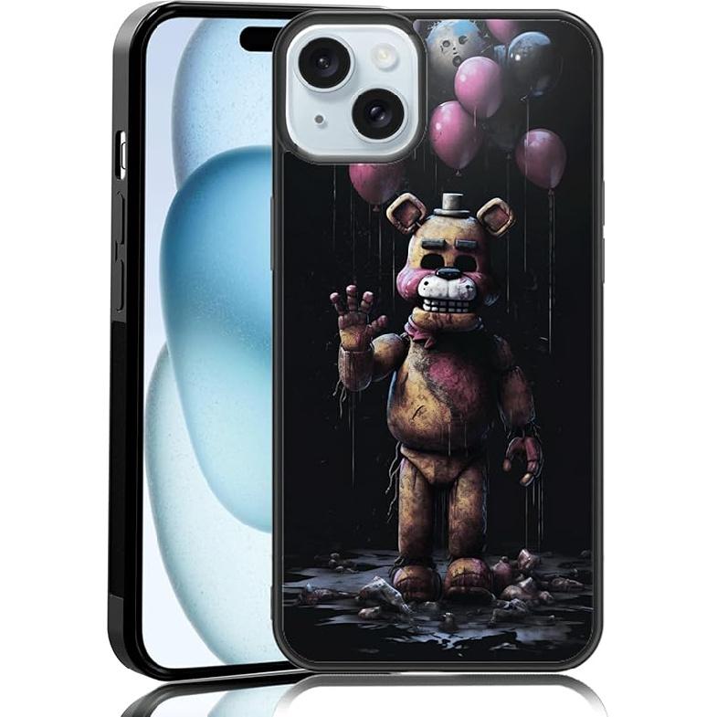 Black Cute FNAF Phone Case Fit for iPhone XR, TPU Shockproof Protective iPhone Case Horror Five Nights Video Game Phone Cover Gift for Boy Girl Men