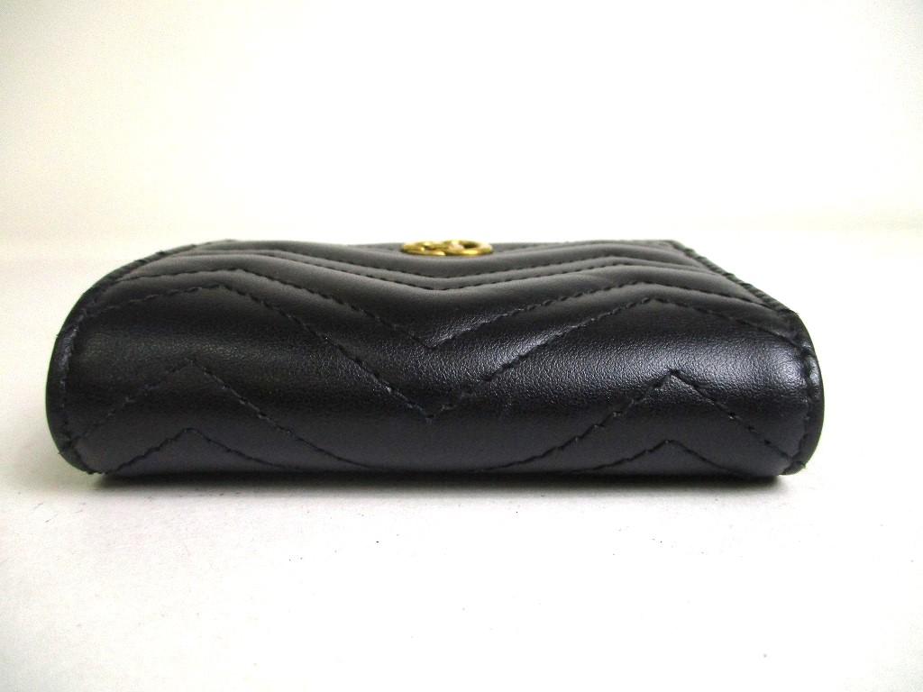 Authentic GUCCI GG Marmont Black Leather Bifold Wallet Compact Wallet #a451  Refurbished