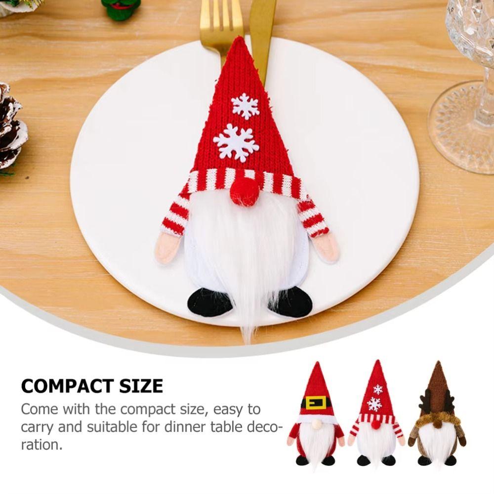 Faceless Doll Christmas Cutlery Cover Cute Xmas Tableware Storage Bag  Home Xmas Decor