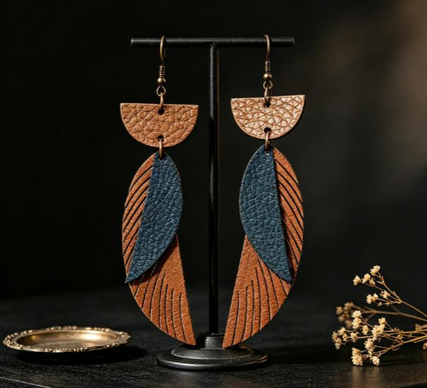Creative PU Leather Earrings: Diverse Styles & Shapes for Unique Personality