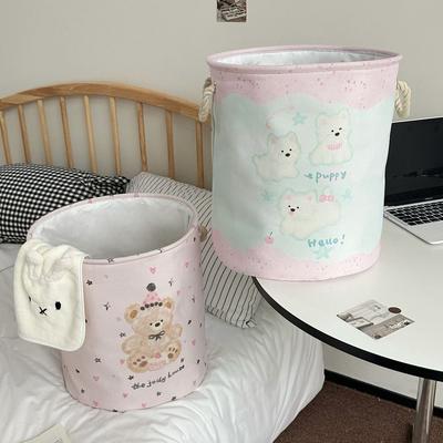 New Foldable Laundry Basket Woven Cartoon Dirty Clothes Basket Durable Portable Wicker Baskets Household