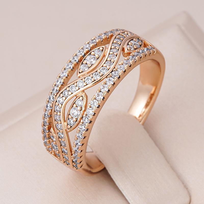 Neues Einzigartiges Design Roségold Farbe Ringe für Damen Mädchen Mode Geometrisch Natürlicher Zirkon Hohe Qualität Täglicher Schmuck