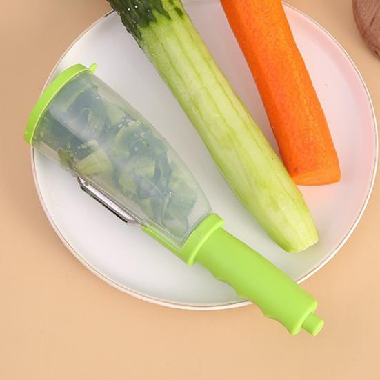 Stainless Steel Peeler with Built in Storage, Vegetable Fruit Cutter, Portable Potato Peeler with Collector, Kitchen Tool