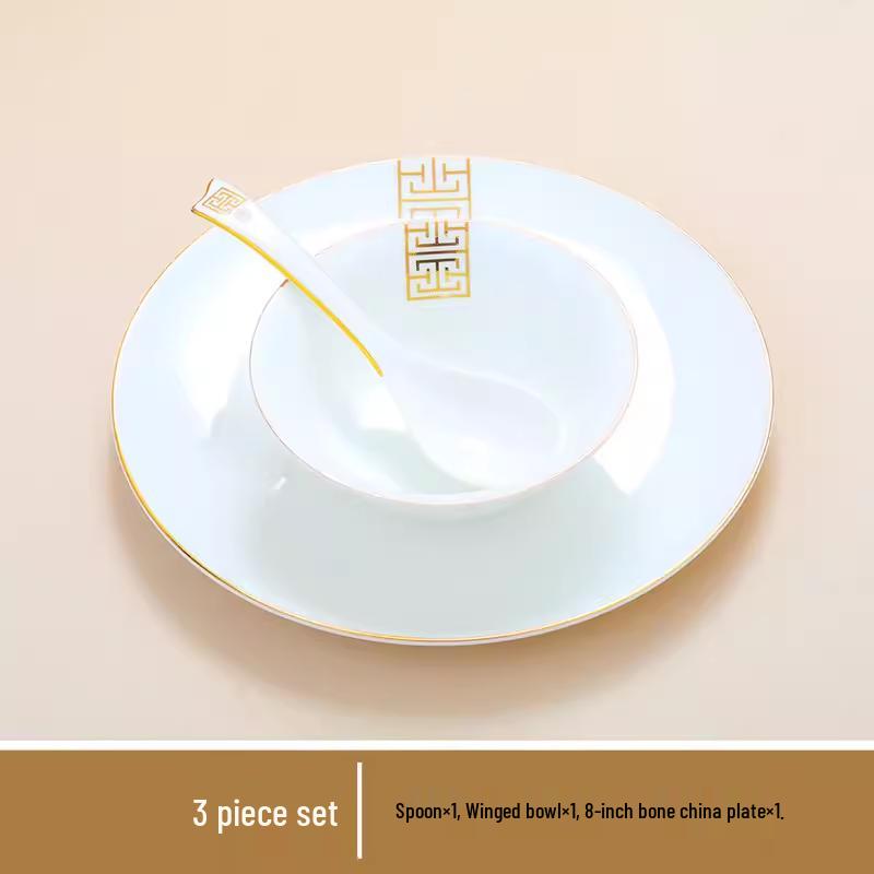Gold-Rimmed Bone China Tableware Set