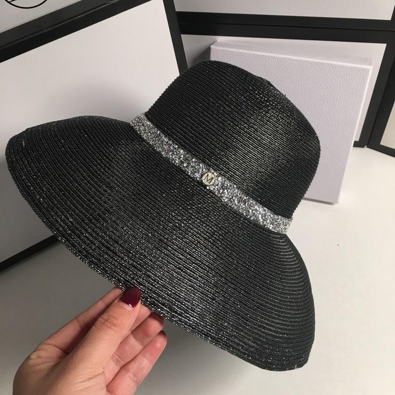 

New Panama Sun Hat Silver Silk Ultra-thin Breathable Summer Ladies Bucket Hat Sun Cap Shallow Fedora Hat Men and Women Gift 54-59cm чорний