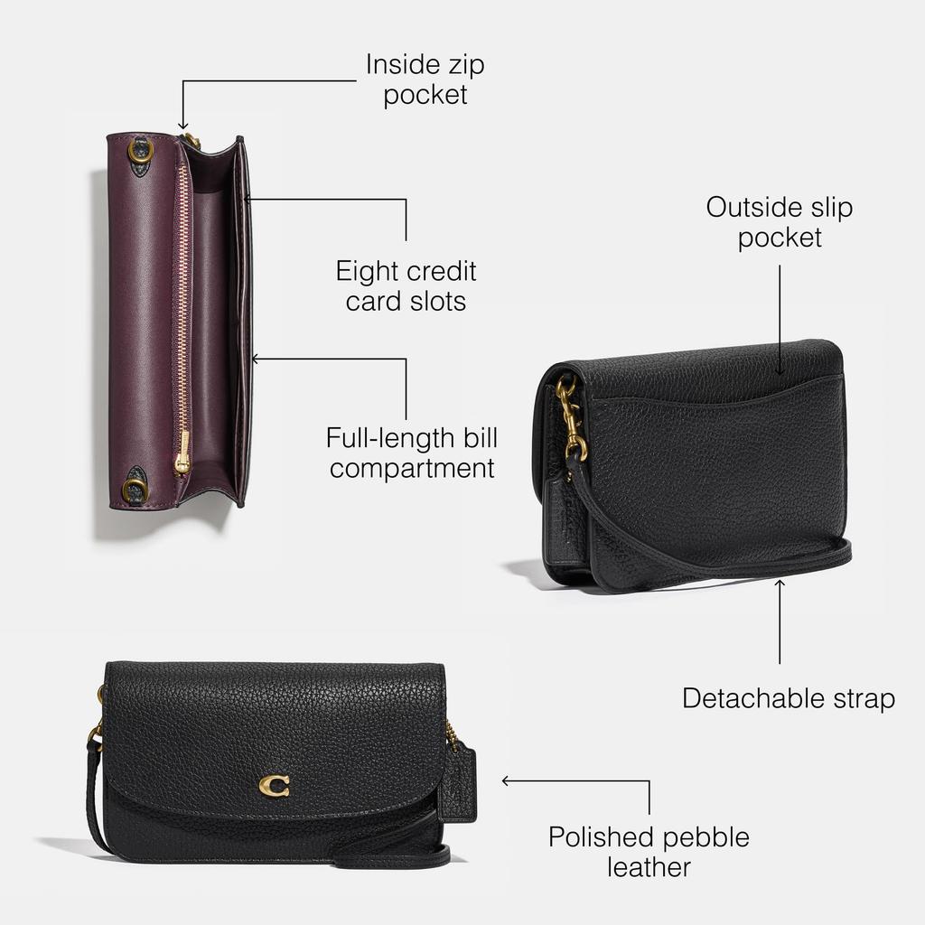 Coach Polished Pebble Leather Hayden Crossbody One Size Women's Bag, Black,