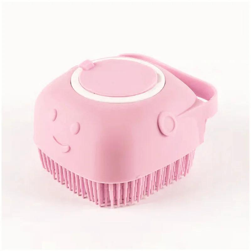 

Dog Bathing Brush Pet Massage Brush Shampoo Dispenser Soft Silicone Brush Rubber Bristle For Dogs And Cats Shower Grooming Tool розовый