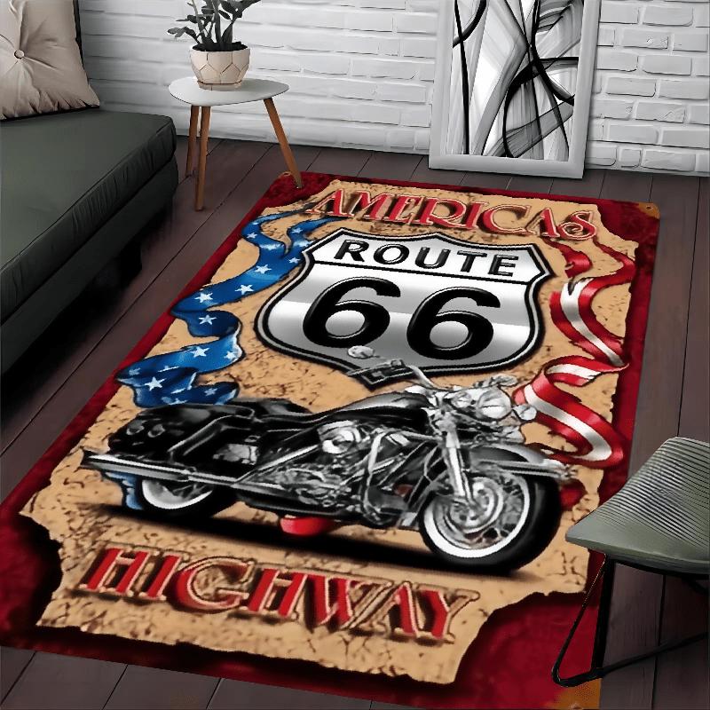 Motorcycle Design Non-Slip Floor Mat Washable Decorative Area Rug for Living Room Bedroom Gaming Room Home Decor