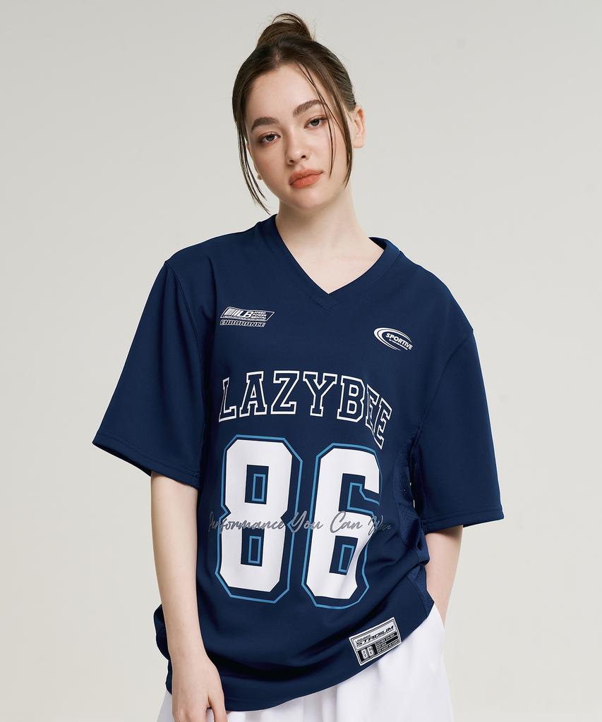 Leijibi Mixed Mesh Rugby Jersey Top Oversized Short Sleeve W Athletic Wear Short Sleeve T-Shirt Navy