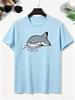 2026 Cartoon Shark Gray Fang Watermark Pure Cotton Boy's T‑shirt Creative Lightweight Comfortable Short Sleeved Kids T‑shirt