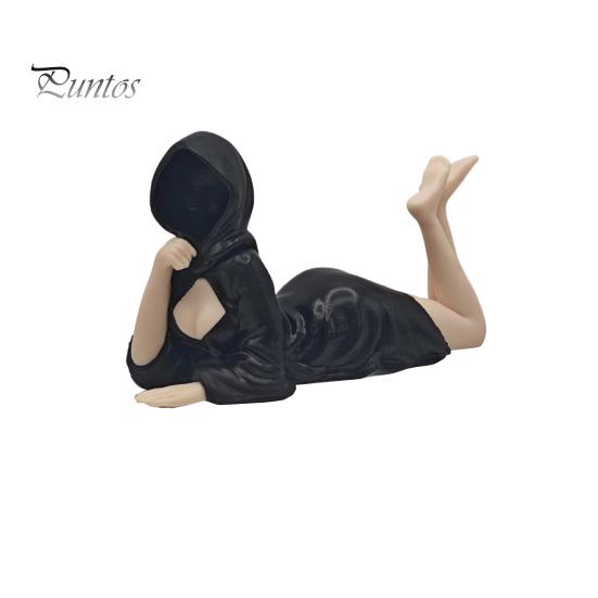 Unique Home Decorative Sculpture Ghost Girl Hooded Sculpture, Ethereal Mysterious Statue, Gothic Dark Academia Decor Queen Character Robe Figurine for