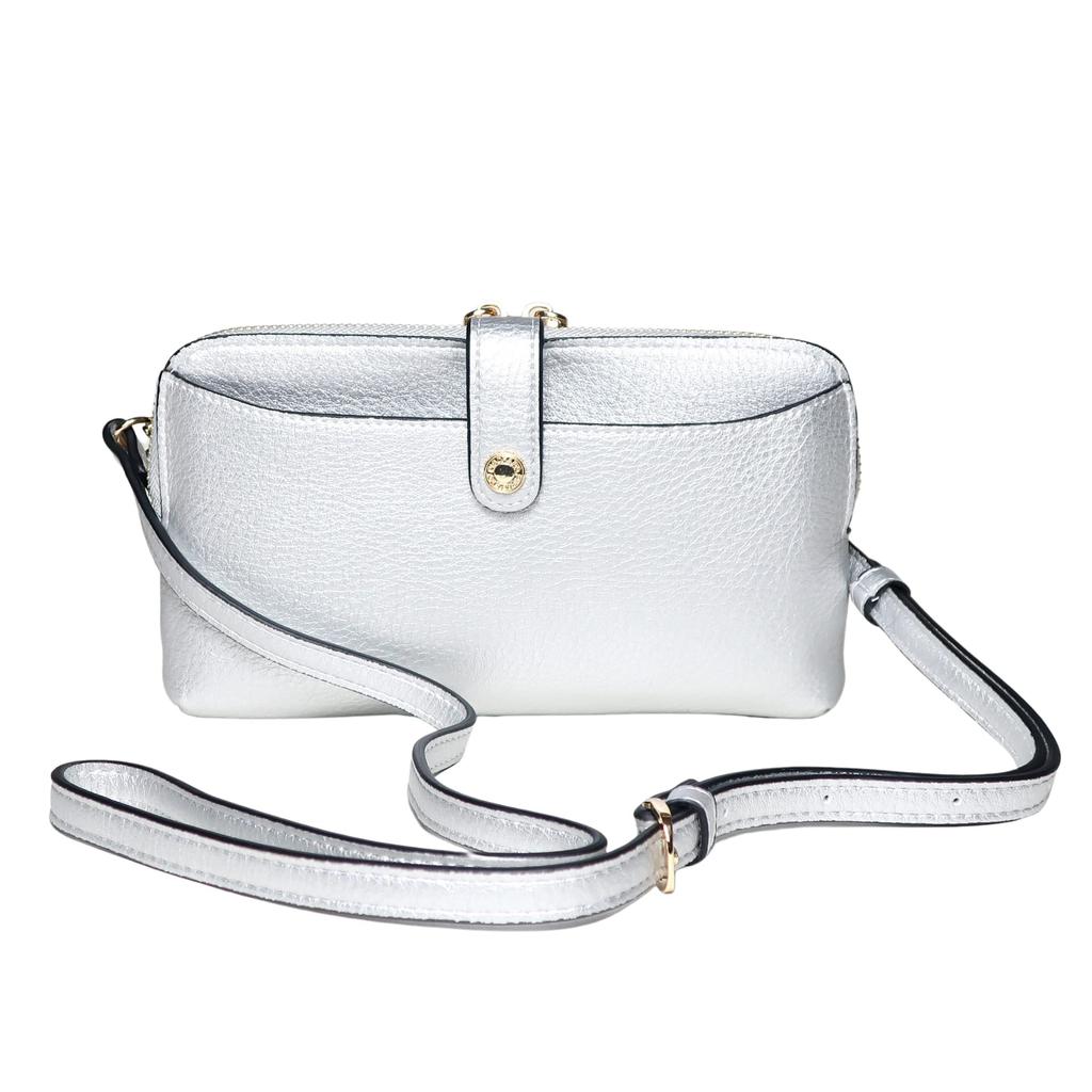 Pisoraro Wallet Shoulder Bag with Smartphone PR184 SILVER Storage, Crossbody, Silver, Multifunctional,