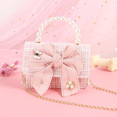 Koreanischer Stil Mädchen Prinzessin Tasche Niedliche Leinen Umhängetaschen Für Mädchen Schleife Handtaschen Kleinkind Geldbörsen Und Handtaschen Geschenk