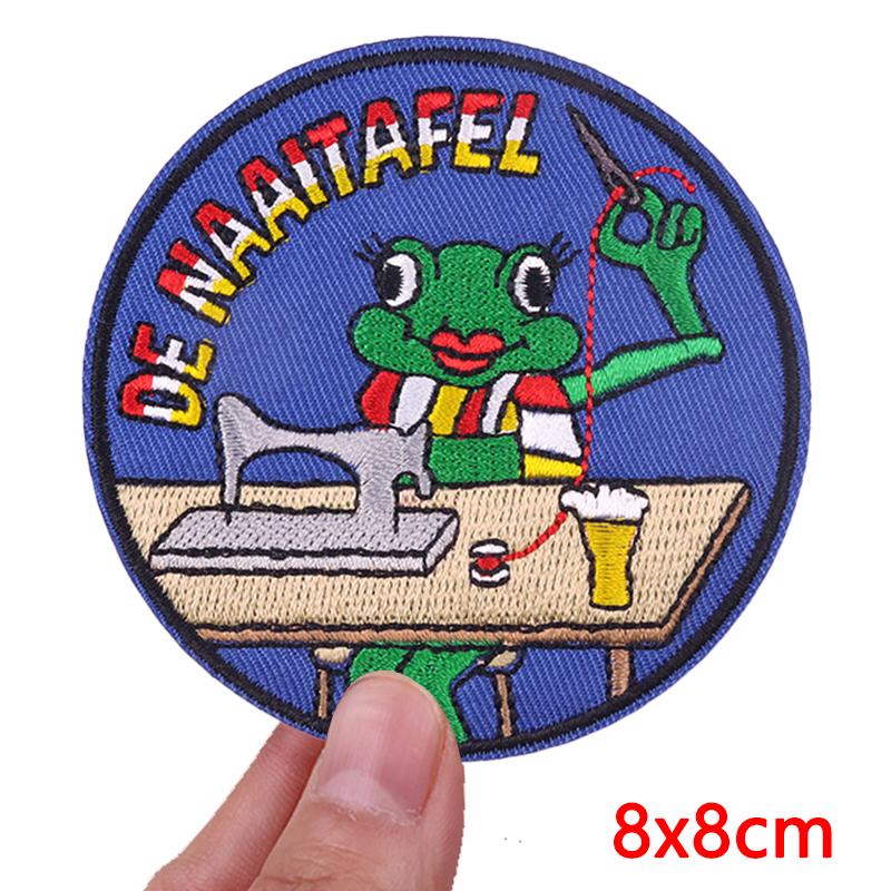 Niederlande Frosch Oeteldonk Emblem Gestickter Aufnäher Niederländischer Karneval Aufnäher Aufbügelbilder Für Kleidung DIY Feier Geschenke