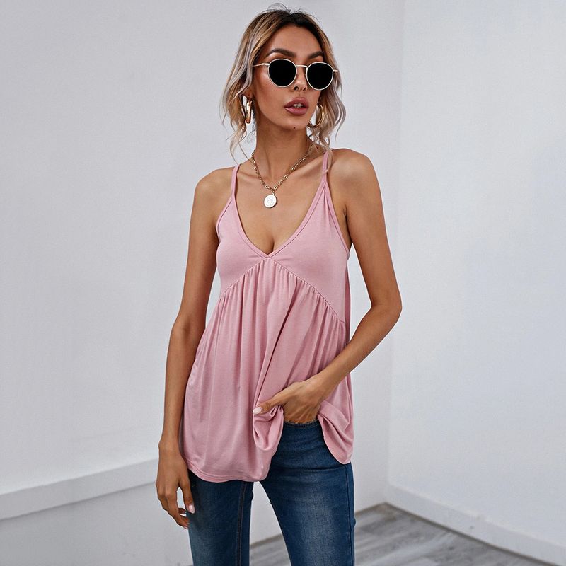 V-neck Sleeveless Open-Back Suspension All-Match Top Versatile Top