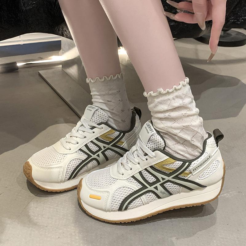 2025 Summer New Mesh Breathable Thick-soled Dad Shoes Women's Versatile Soft-soled Retro Casual Fashion Sneakers