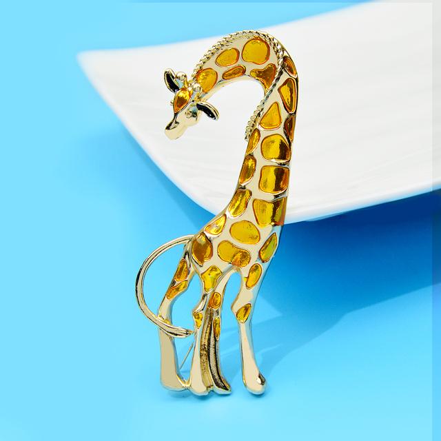 Broșe mari cu girafe emailate noi, pentru femei, cu design animal viu, accesorii de lux de înaltă calitate, stil de toamnă
