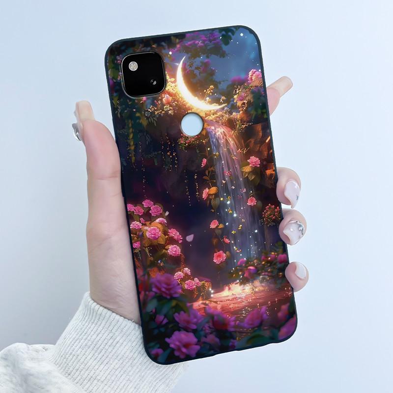 For Google Pixel 4a 4G Case Luxury Cute Love Rabbit Funny Soft Black Matte TPU Silicone Back Protective Cover Slim Thin Casing