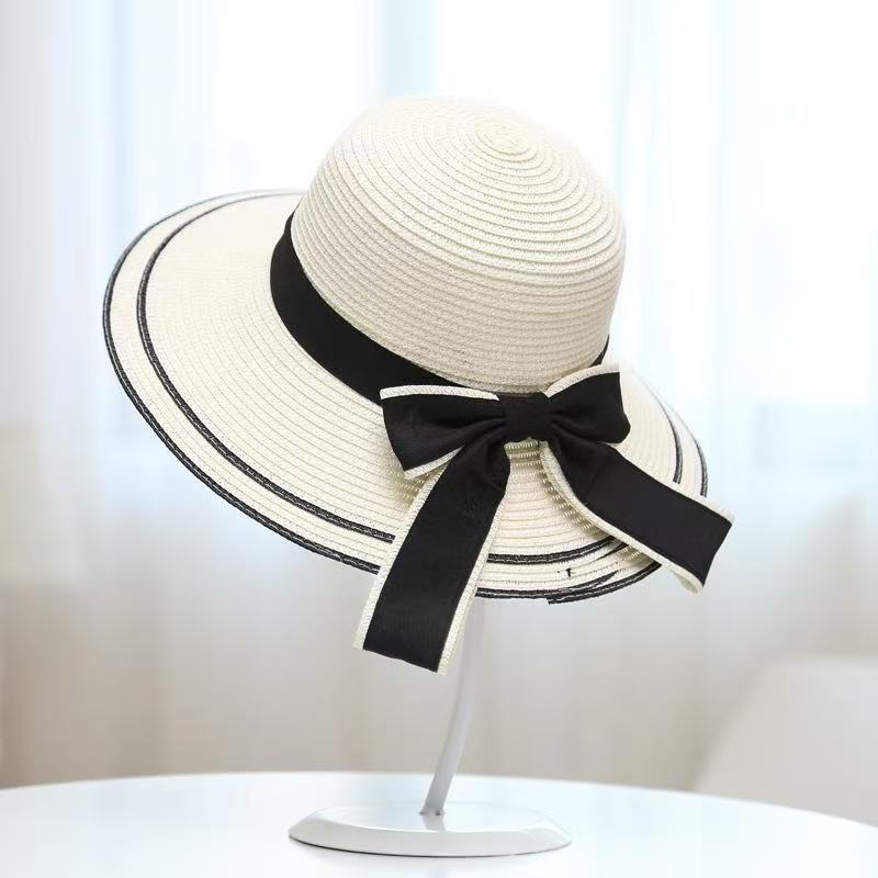 Khaki Summer Shade Straw Hat Women's Fashion Sunscreen Hat Outdoor Seaside Beach Hat Foldable Sun Hat