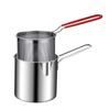 Stainless steel fryer, household oil pan, small skewer pan, slag partition, mini frying, small deep pan, uncoated.