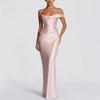 Fashion Women's Satin One Shoulder Long Dress Bandage Pleated Backless Sleeveless Dresses Summer Lady Party Evening Robes new