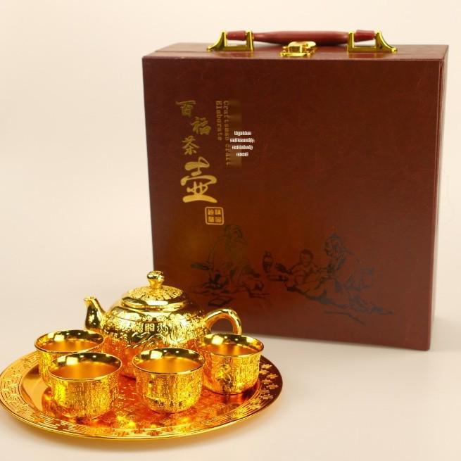 Premium Sterling Silver Tea Set - 6-Piece Handmade Teapot & Kung Fu Teacups Business Gift