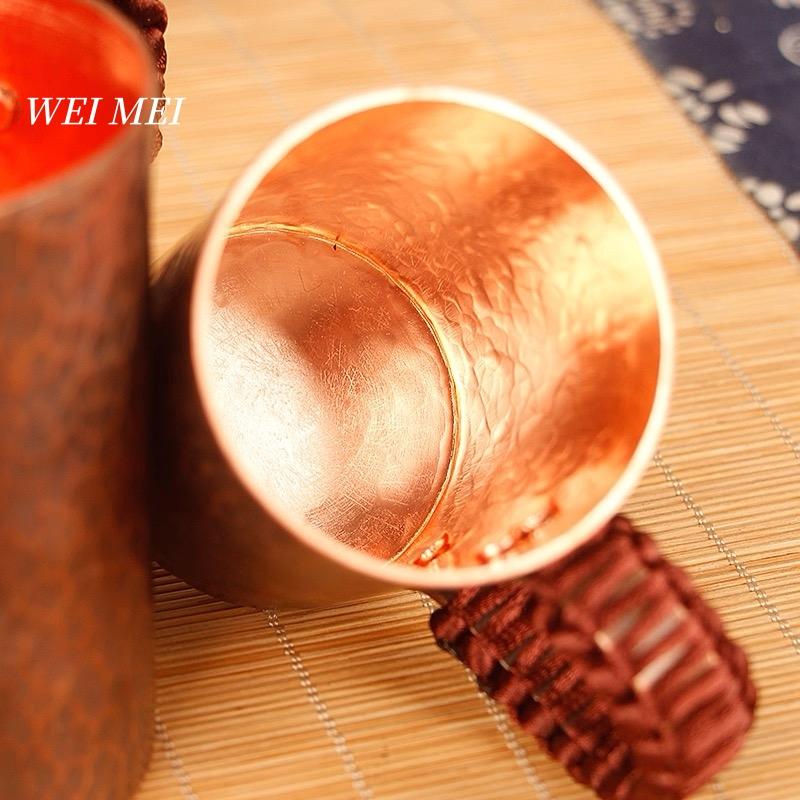 Handcrafted Vintage Copper Coffee Mug,Thickened Woven Handle Hammer Texture Cold Drink Cup,Friends Gifts Tea Cup Tableware