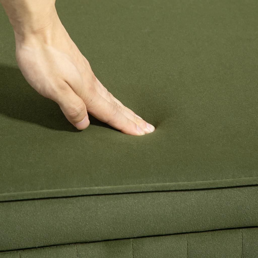 Storage Bench with Flip-Top Lid, Fabric Cover, Wood, Metal, Dark Green+Gold