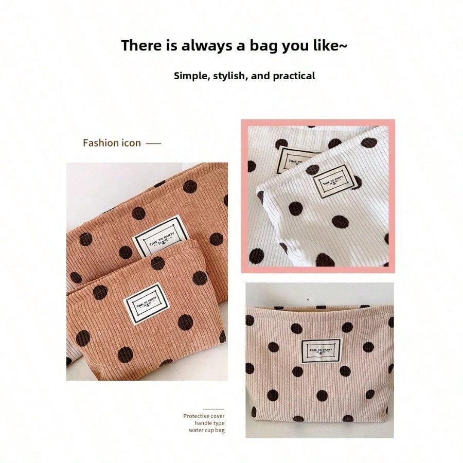 Corduroy Retro Polka Dot Cosmetic Bag High Value Casual Storage Bag Finishing Bag