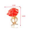 Alloy Red Flower Brooch Elegant Rhinestone Plant Suit Pin Lapel Pin Wedding Banquet Party Jewelry Gift For Women Girls