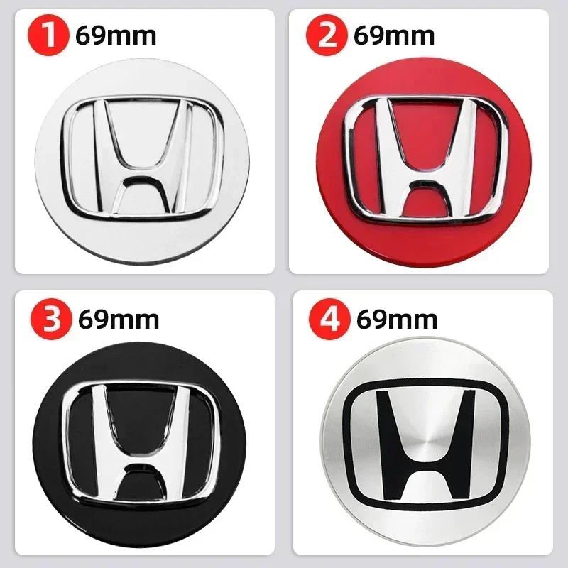 4PCS 58MM/69MM H Car Badge Wheel Center Cover Stickers Hub Caps Decal for Honda Accord Elysion CR-Z Odyssey SPIRIOR CRV