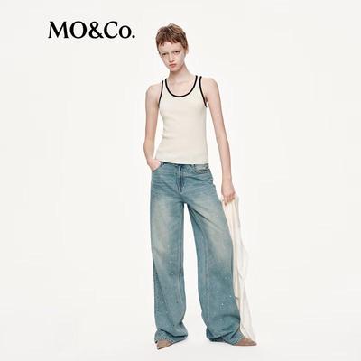 MO&Co. Kamizelka dzianinowa z kontrastowym wykończeniem i wycięciem na plecach typu racerback