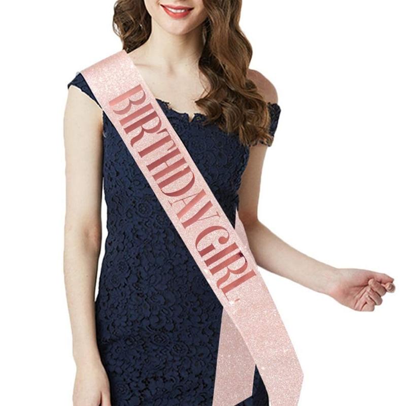 Birthday Tiara and Crown for Women Birthday Sash for Girls Birthday Decorations Rhinestones Headband Hair Accessories