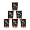 Copper Printed Design 250ML Water Glass with Rust Proof for Home and Office Use Ayurveda and Yoga Health Benefits Glass Set of 6 (Black Marble)