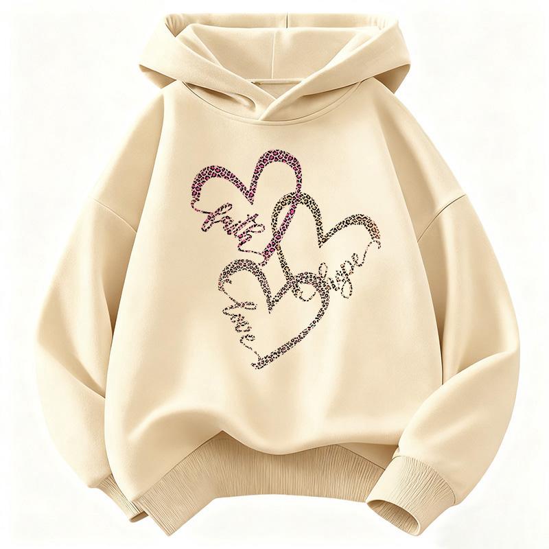 Hoodies Leopard Print with Love Heart Design Children's Sweatshirt Cute Hoody for Boys Girls Autumn Spring Casual Clothes