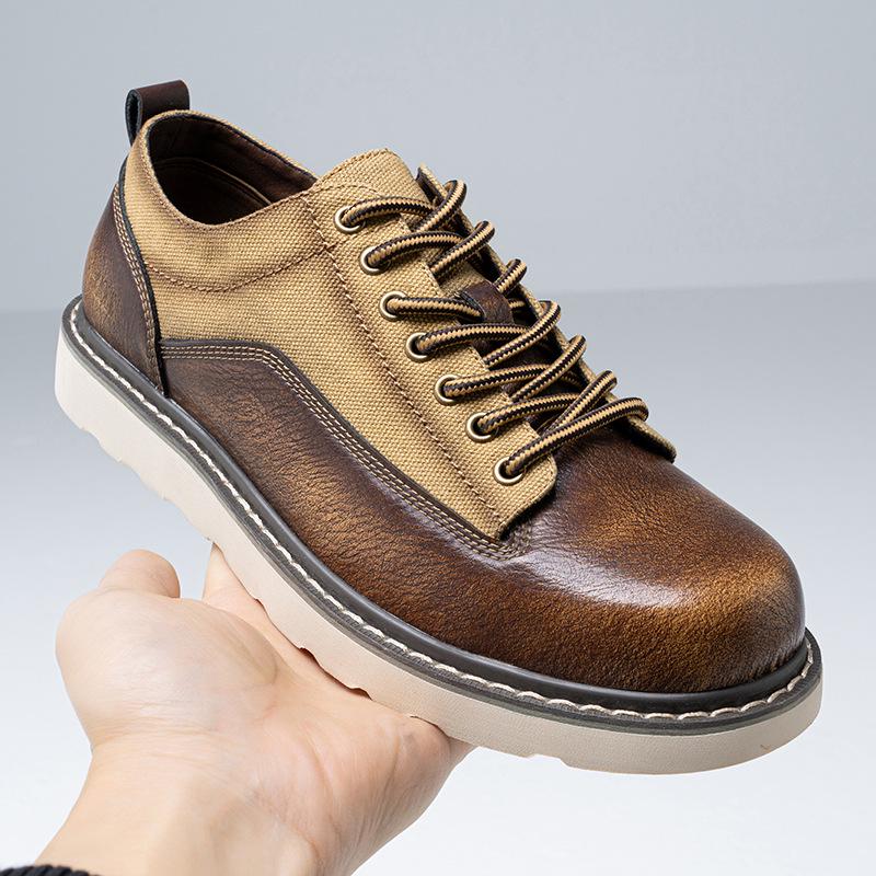Extra Size Genuine Leather Men's Shoes - Korean Style Workwear with Big Toe Design, Size 38-49 (Model A008)