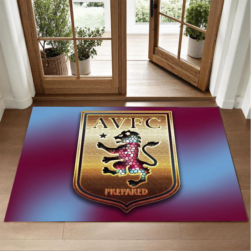 Aston Villa Football Design Crystal Velvet Rug Soft Decorative Mat for Bedroom Entrance