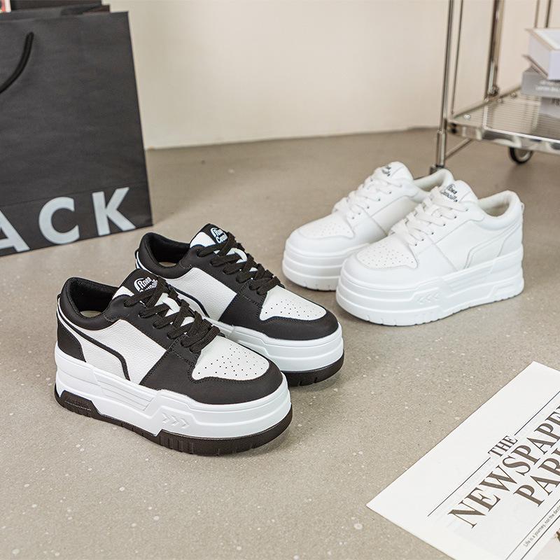 Platform white shoes women's leather  new board shoes women's height increase sports and leisure versatile women's shoes tide