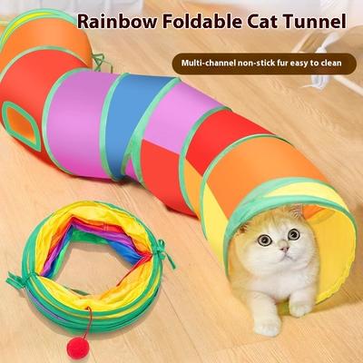 Pet Products New Rainbow Direct Cat Tunnel Self-Hi Puzzle + Toy Foldable Cat Tunnel